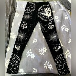 Goth Astrological Symbols leggings pants womens Junior sz XL by Jawbreaker NEW